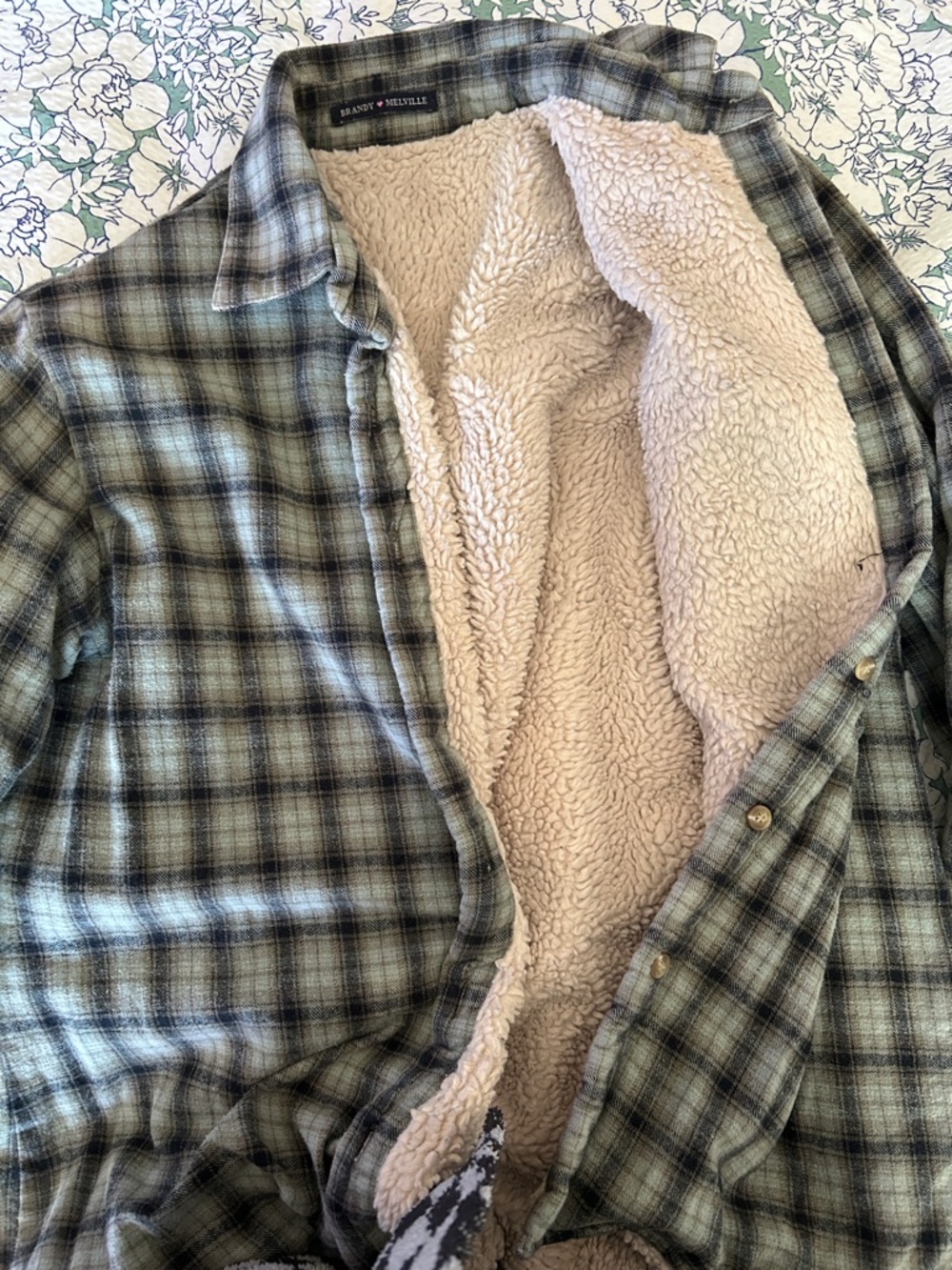 Brandy MelvillePlaid Button-Up Sherpa Lined Jacket